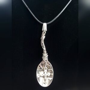 TWISTED BRANCH Silver Plate Necklace Pendant Cross Religious Jesus Original Gift